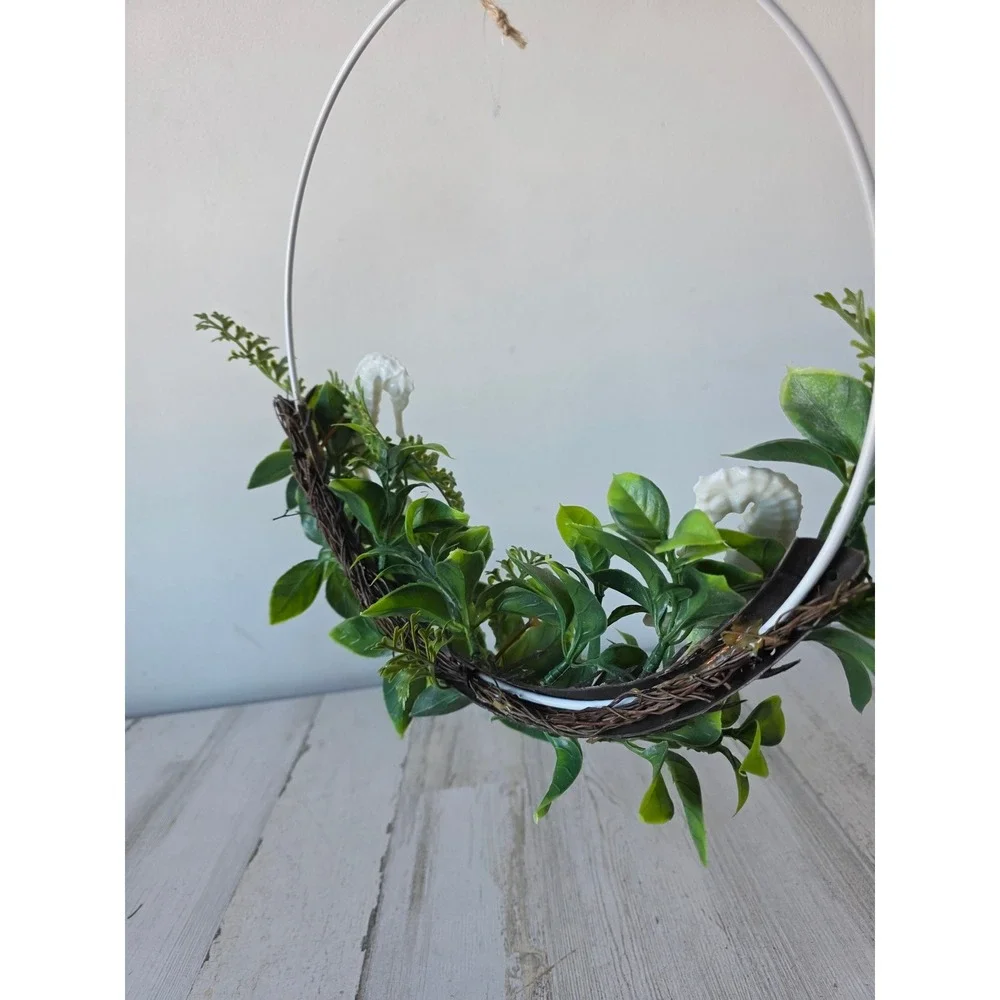 Seahorse plant hanging Beach bathroom decor white green shabby chic unique